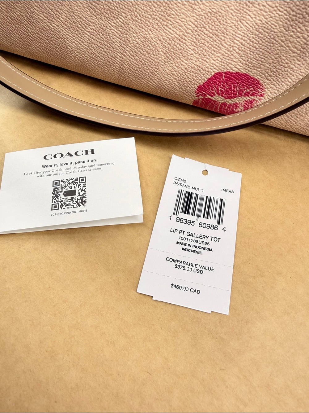 Coach Pink Kiss-Print Tote - Picture 8 of 8